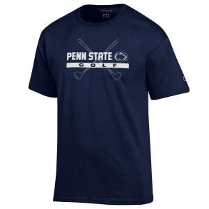 navy short sleeve t-shirt with Penn State Golf graphics